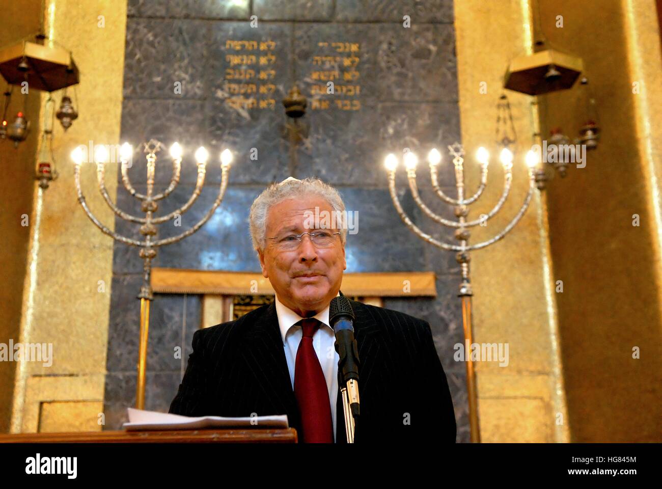 Central Synagogue in Milan (Italy), European Day of Jewish Culture,  Renzo Gattegna, President of Italian Jewish Communities Union Stock Photo