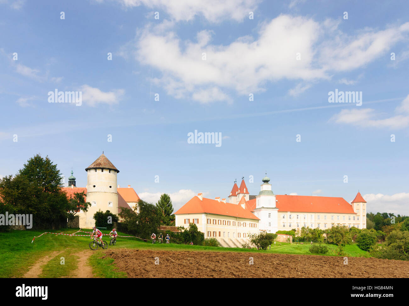 Vorau: monastery and mountainbike race, Steirisches Thermenland - Oststeiermark, Steiermark, Styria, Austria Stock Photo