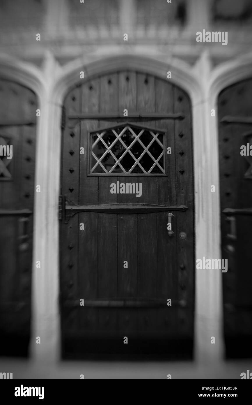 Ornate Wooden Gothic Door Stock Photo