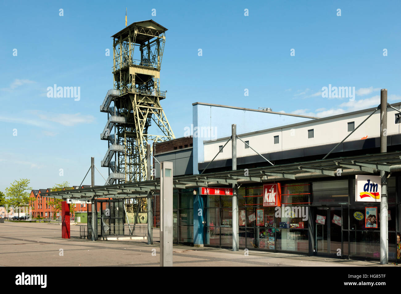 Deutschland, NRW, Städteregion Aachen, Alsdorf, Annapark, Alter Förderturm der ehemaligen Schachtanlage der Grube Anna, Schacht 1 Stock Photo