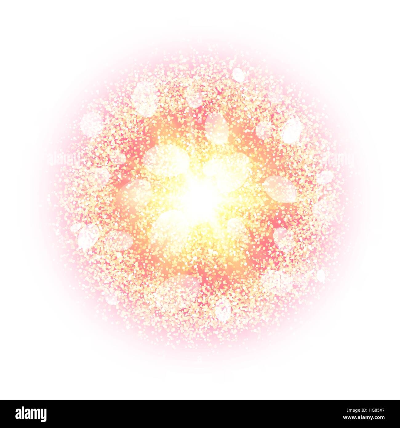 Abstract Explosion With Gold Glittering Elements Isolated On White