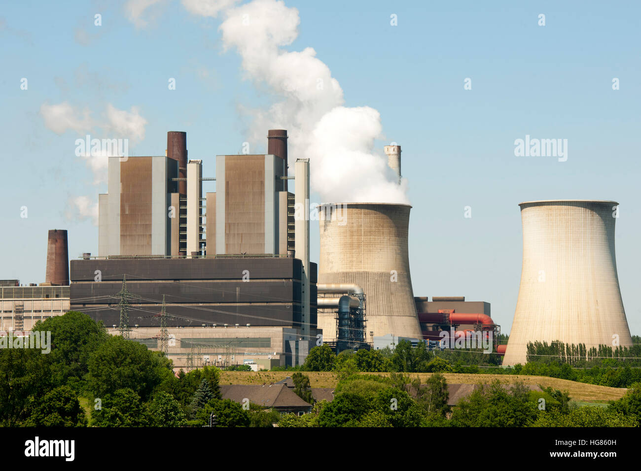 Deutschland, NRW, Städteregion Aachen, Eschweiler, Ortsteil Weisweiler, RWE Braunkohle-Kraftwerk, Stock Photo