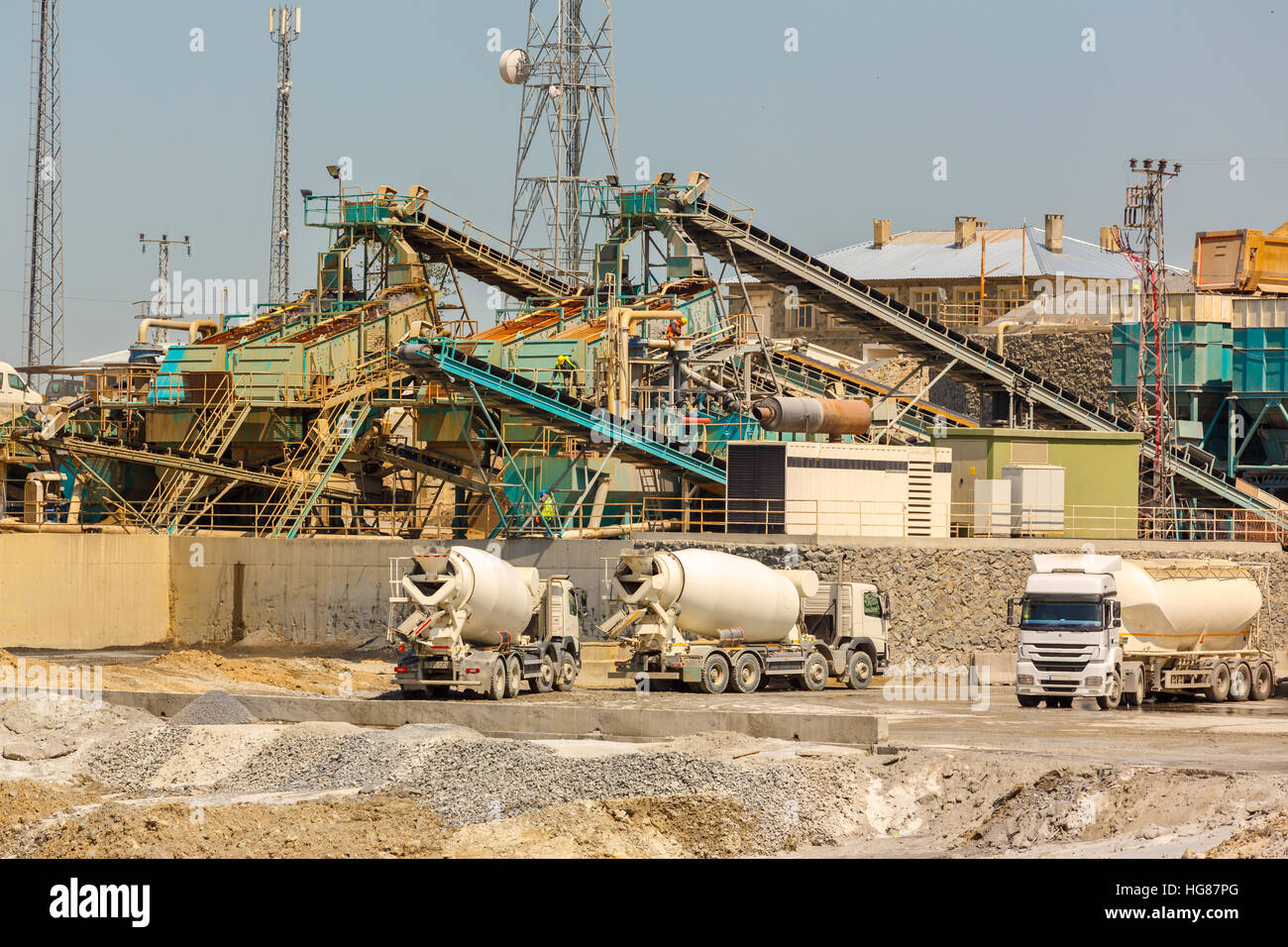 Ready mix concrete production plant Stock Photo Alamy
