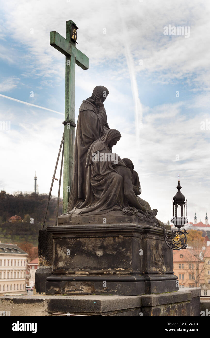 Statues of Charles bridge in Prague Stock Photo Alamy
