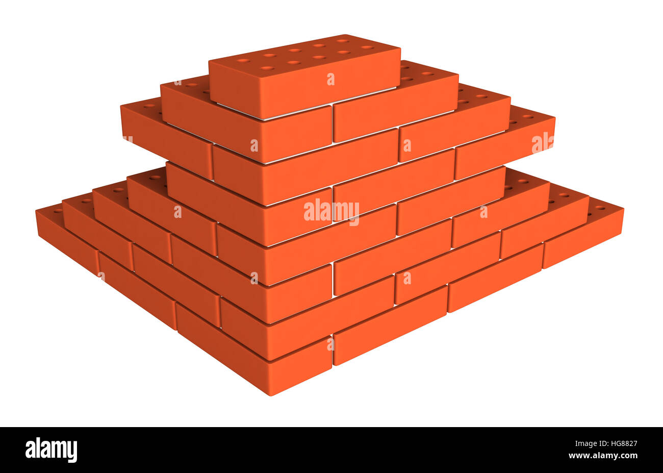 3d render of bricks masonry isolated over white background Stock Photo