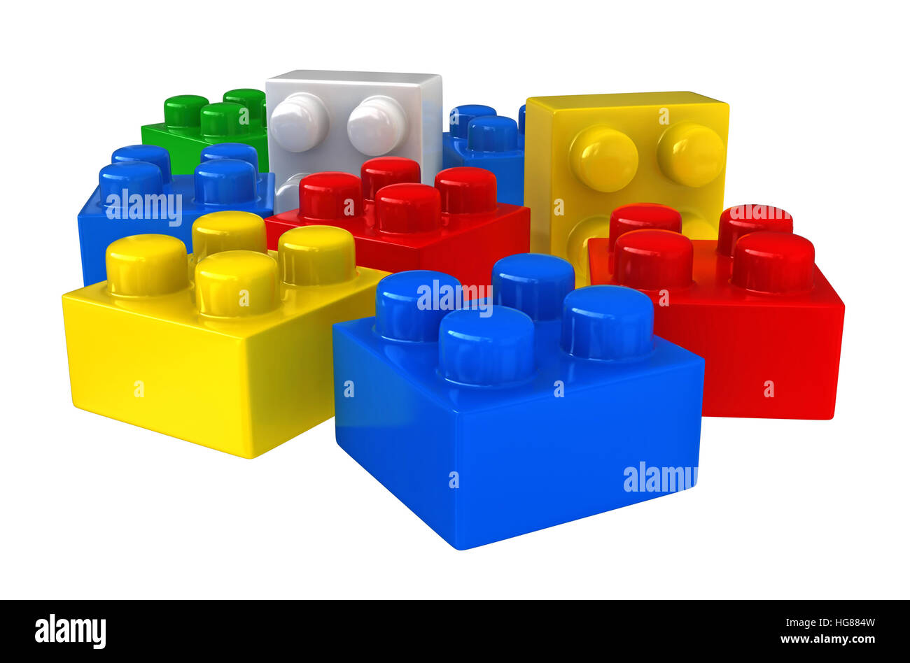 3d render of plastic building blocks isolated over white background ...