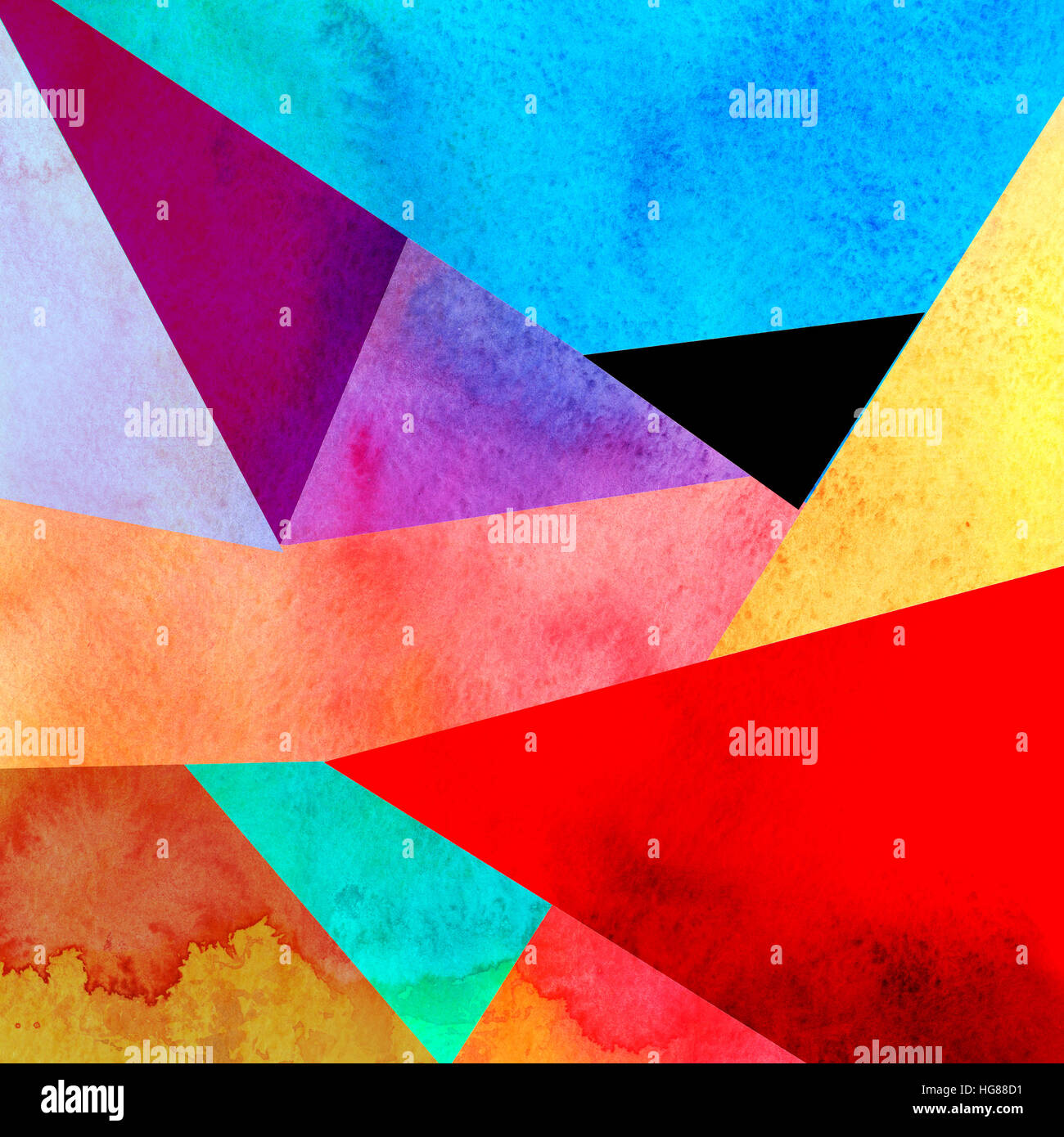 Abstract colorful watercolor background with different geometric ...