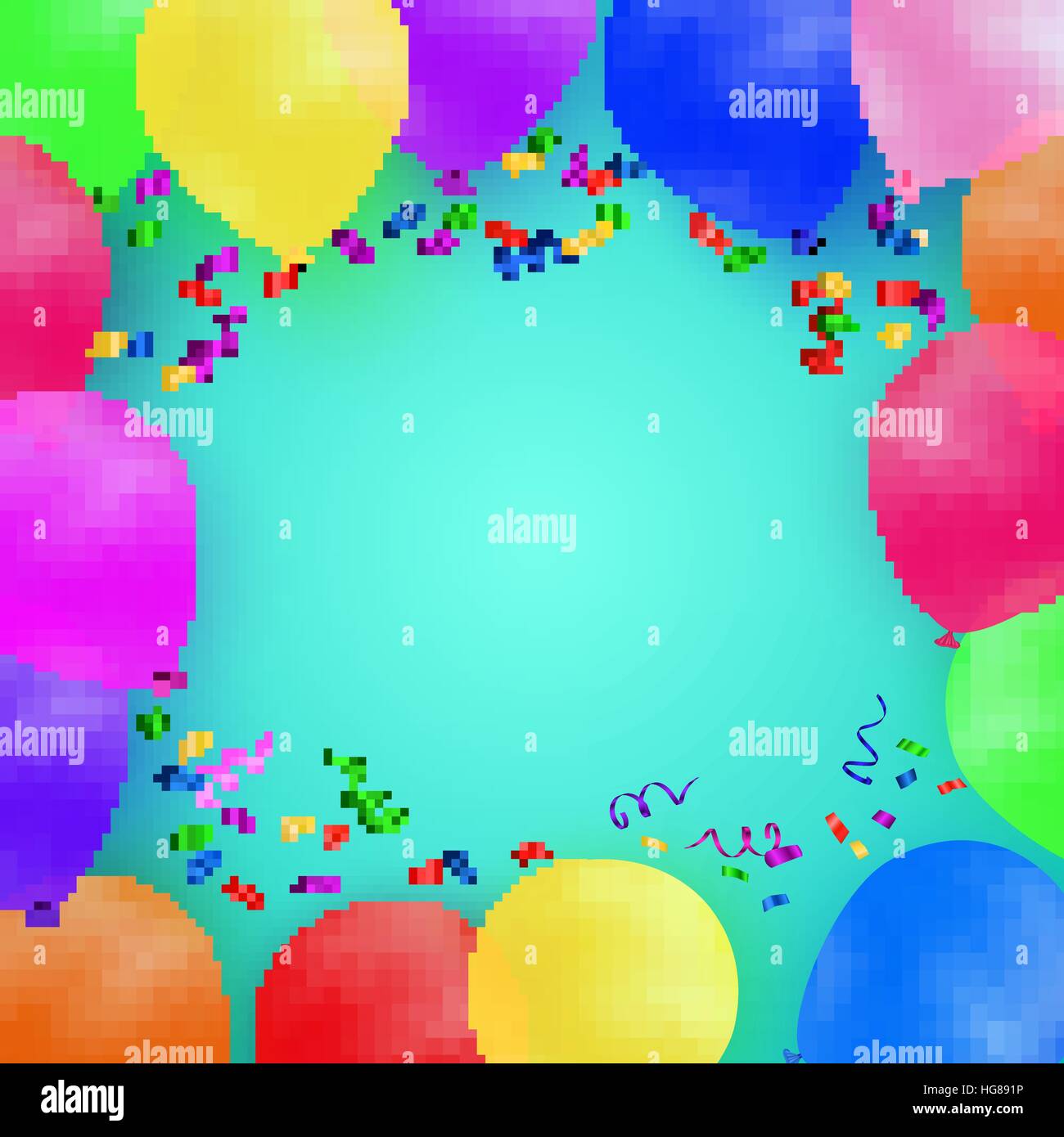 Celebrating background with colorful balloons and confetti. Stock Vector