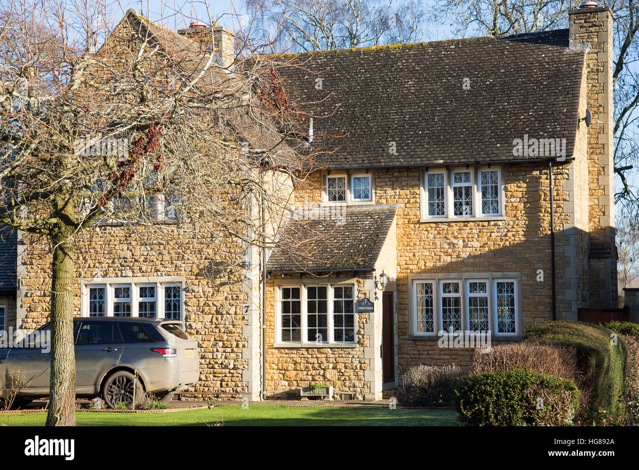 Detached modern stone house in Chipping campden,Cotswolds,England Stock