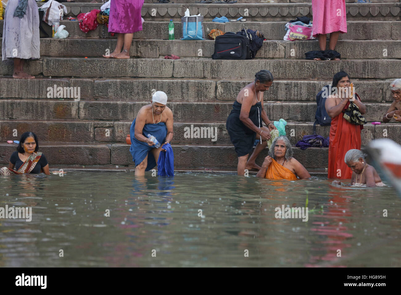 Women bathing in river Stock Photo Alamy