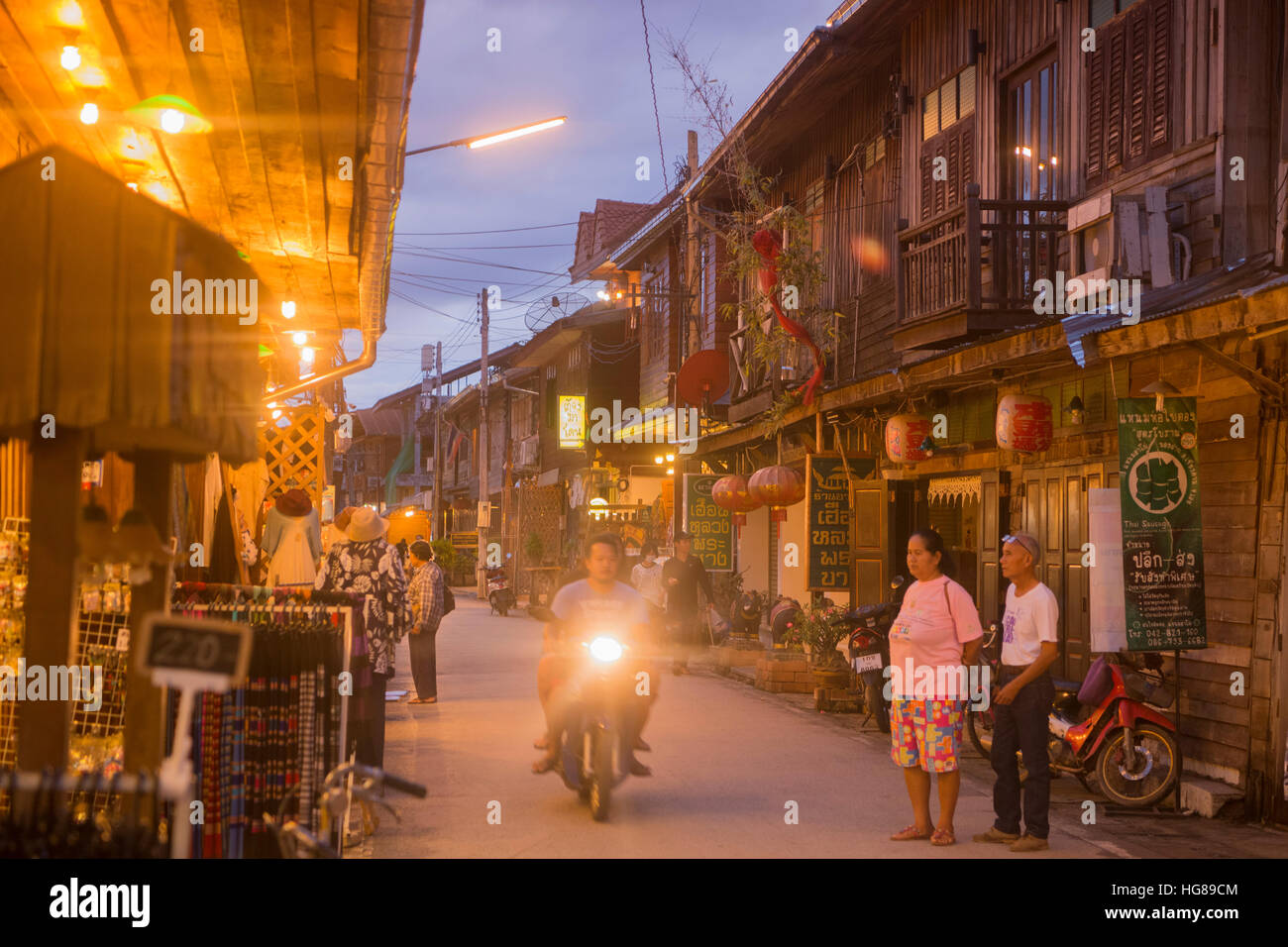 old wood houses in the old town of Chiang Khan in Isan in north east ...