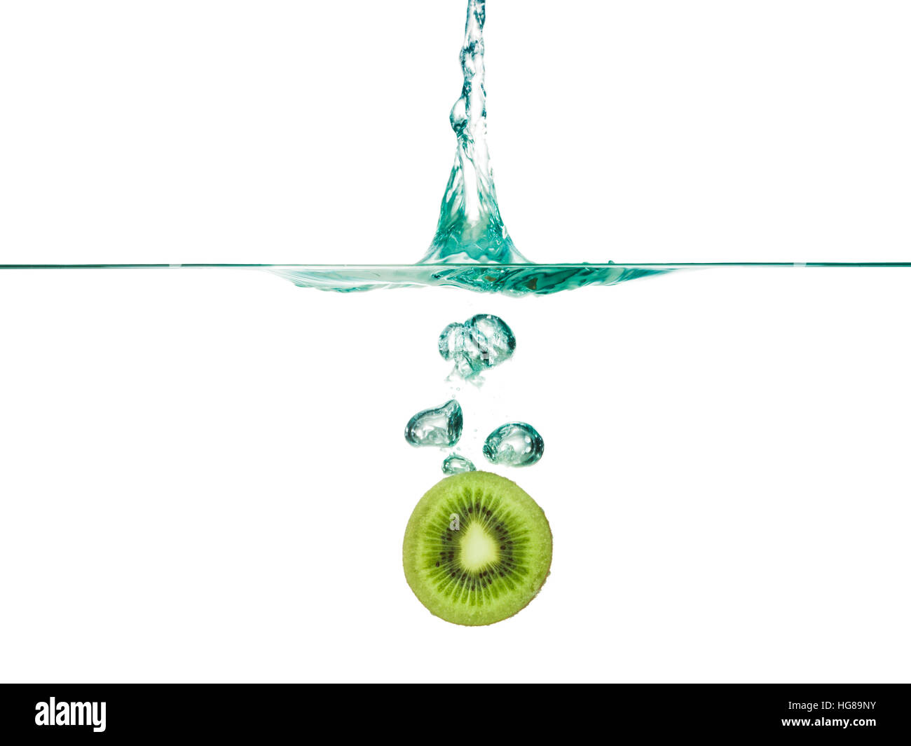 Kiwi in water against white background Stock Photo