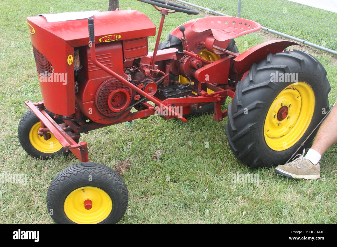 Small red tractor Stock Photo Alamy