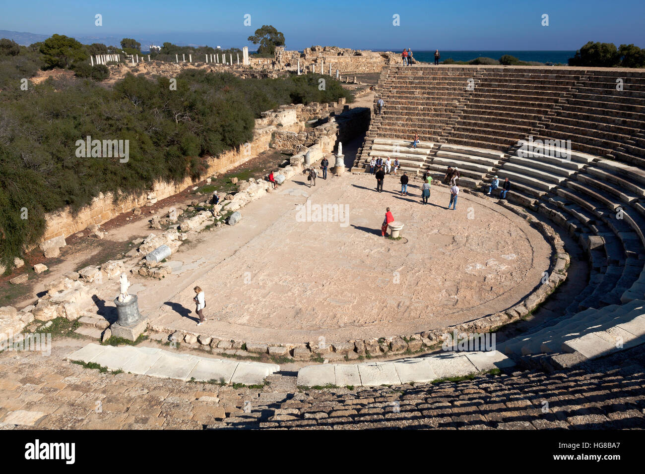 Amphitheater, archeological site, ancient city of Salamis, Farmagusta, Northern Cyprus, Cyprus Stock Photo