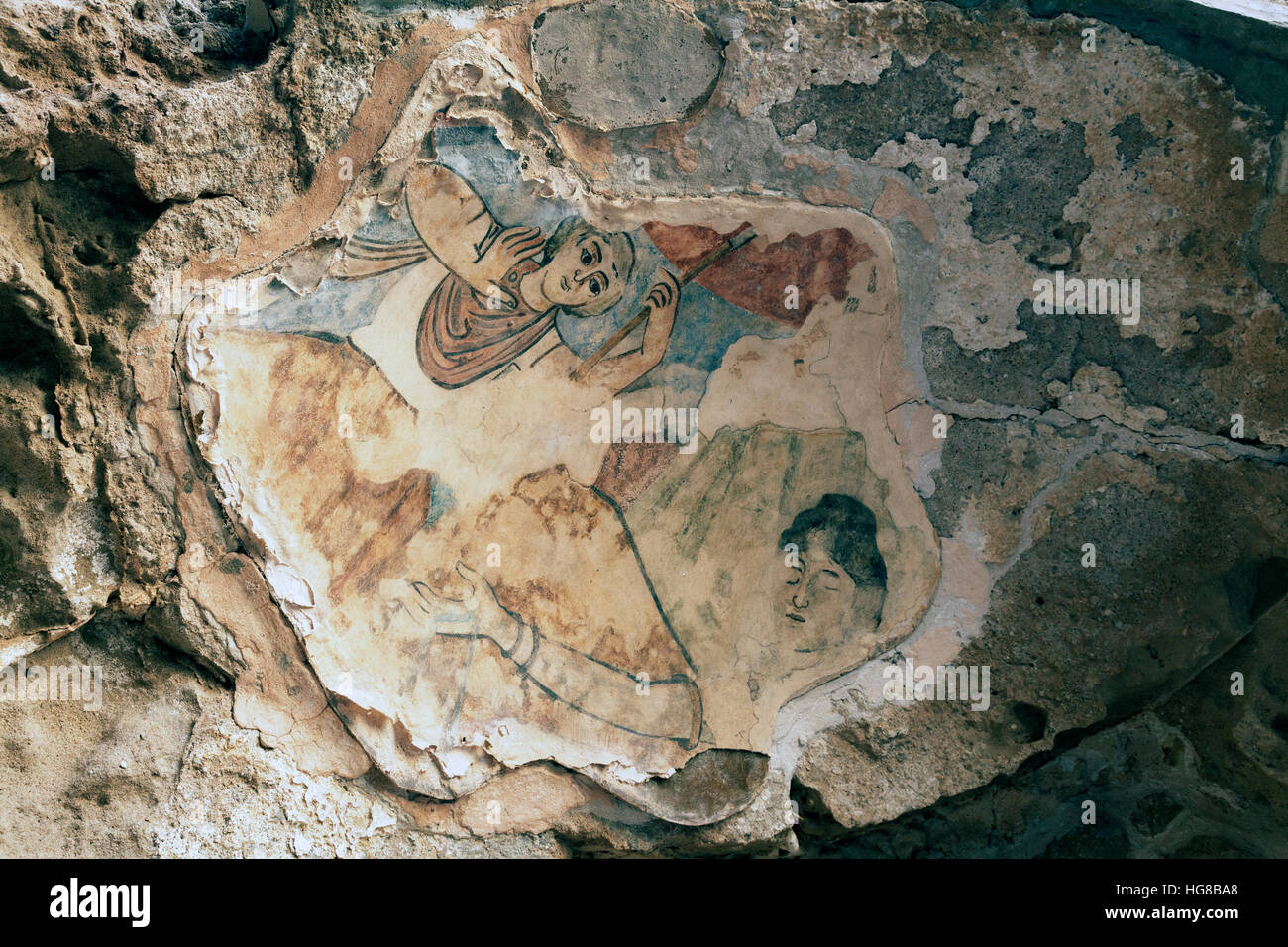 Ceiling paintings, antique archeological site, ancient city of Salamis, Famagusta, Northern Cyprus, Cyprus Stock Photo