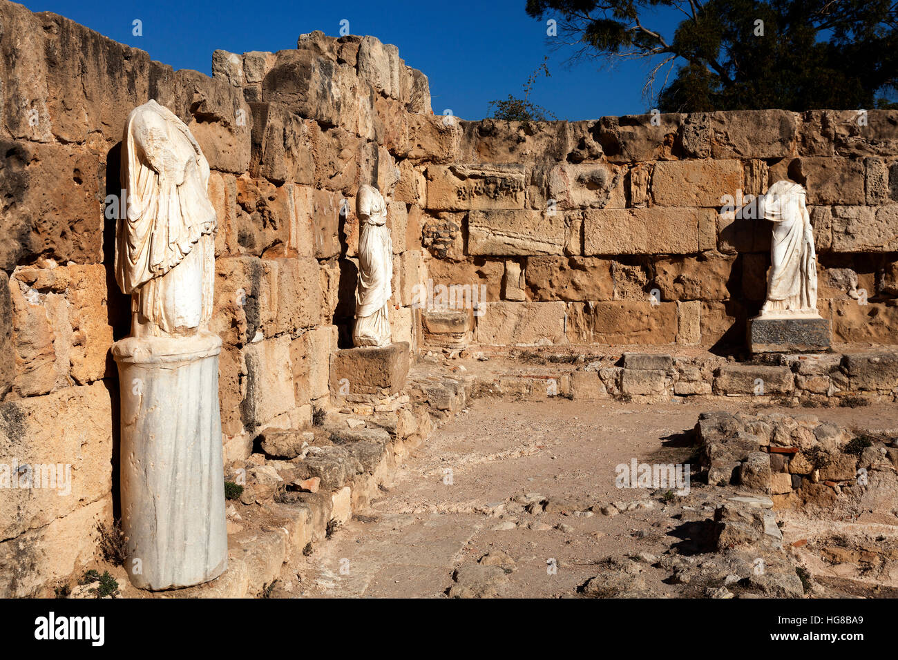 Ancient headless statues, archeological site, ancient city of Salamis, Famagusta, Northern Cyprus, Cyprus Stock Photo