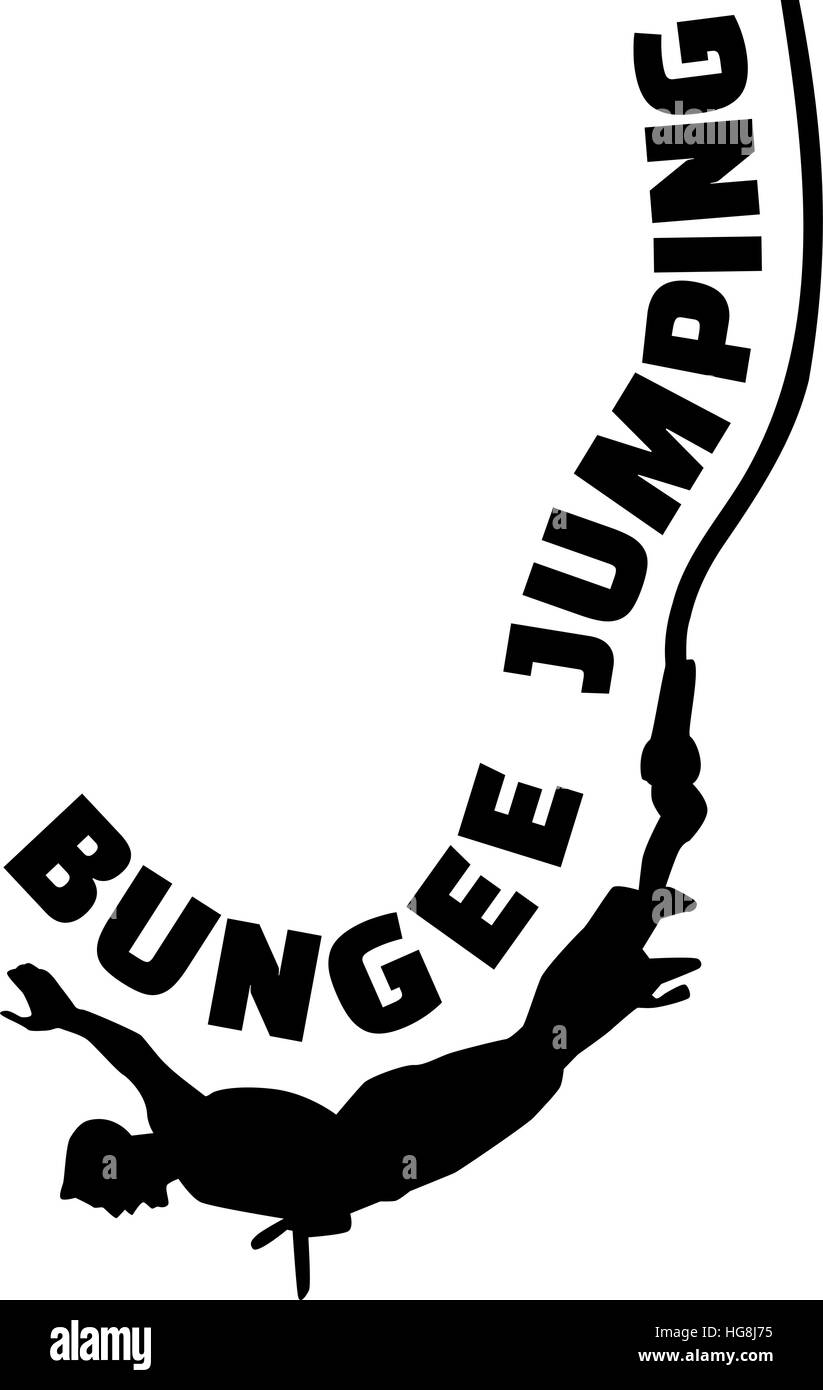 Bungee jumper hanging from a rope Stock Vector