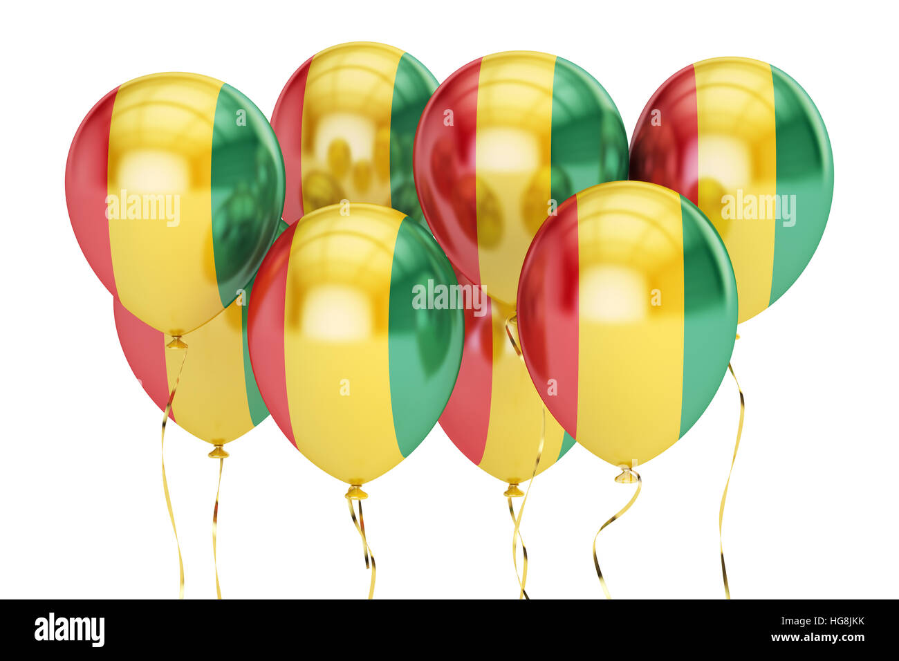 Balloons with flag of Guinea, holiday concept. 3D rendering isolated on white background Stock Photo