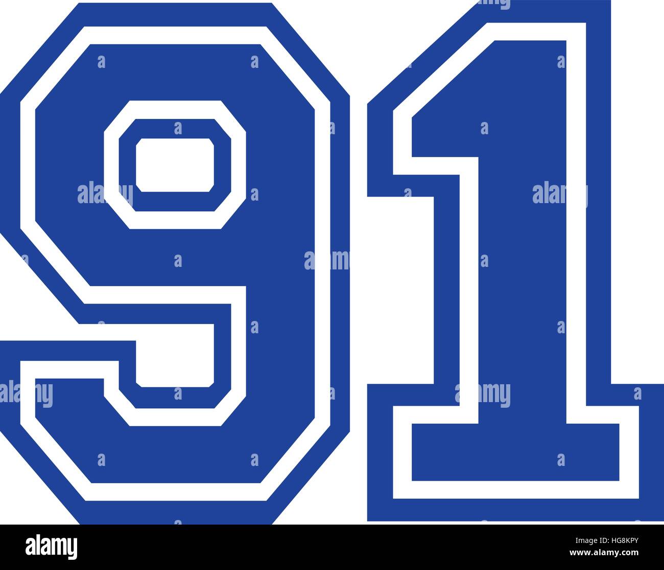 Ninety-one college number 91 Stock Vector
