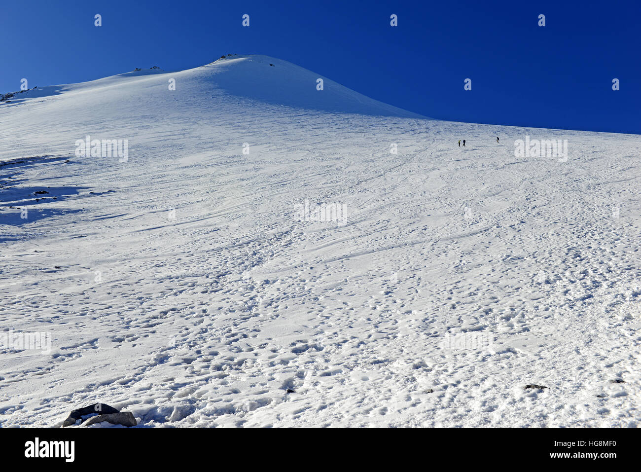 Alpine terrain with rock, snow and ice on Pico de Orizaba volcano, or Citlaltepetl, the highest mountain in Mexico Stock Photo