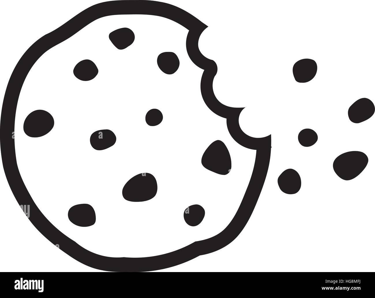 Chocolate chip cookie a bite taken Stock Vector Art & Illustration