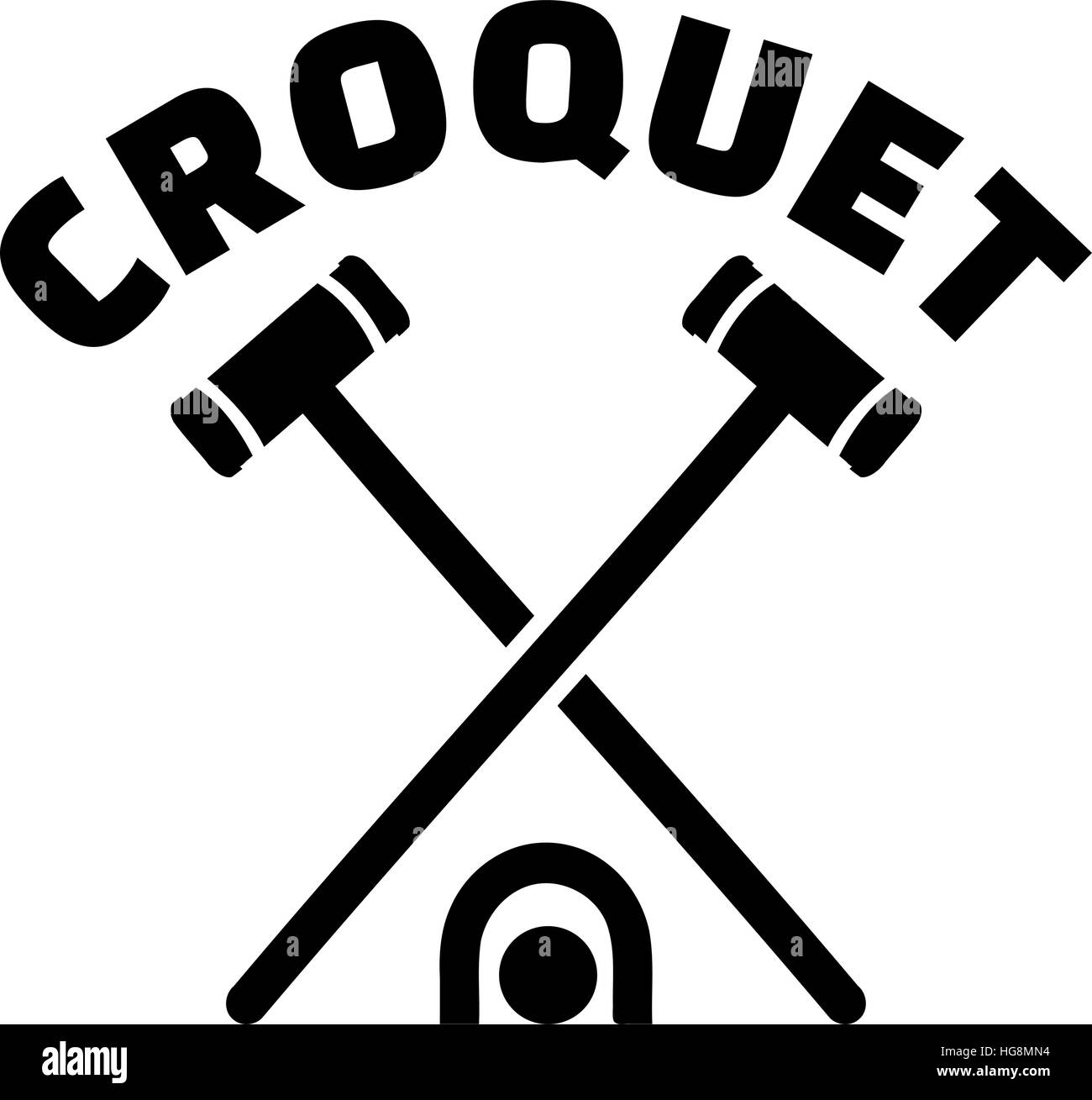 Crossed croquet mallets with word Stock Vector