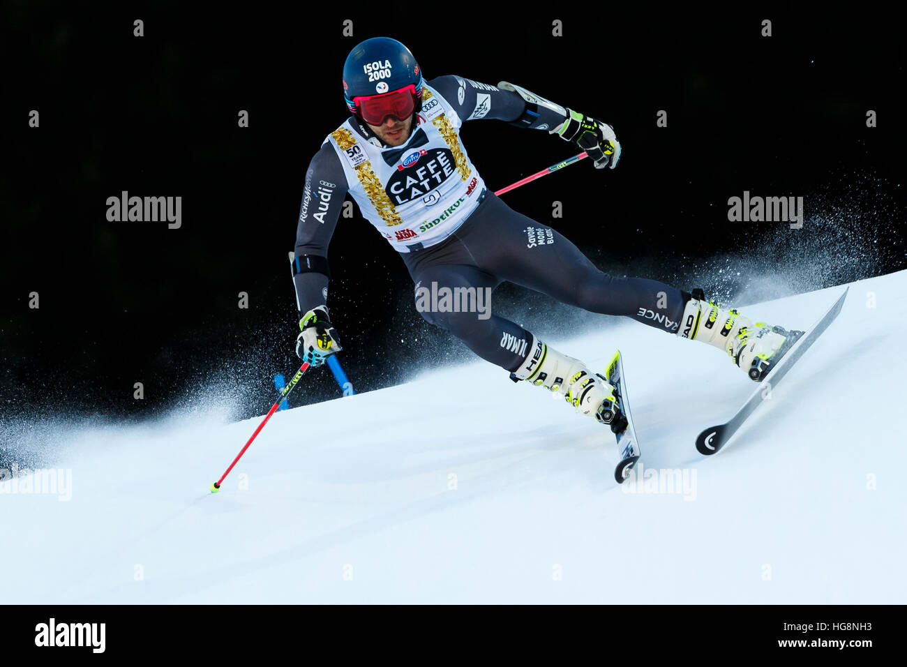 Alta Badia, Italy 18 December 2016: FAIVRE Mathieu (Fra)  takes 2nd place during the Audi Fis Alpine Skiing World Cup Men’s Giant Slalom Race Stock Photo