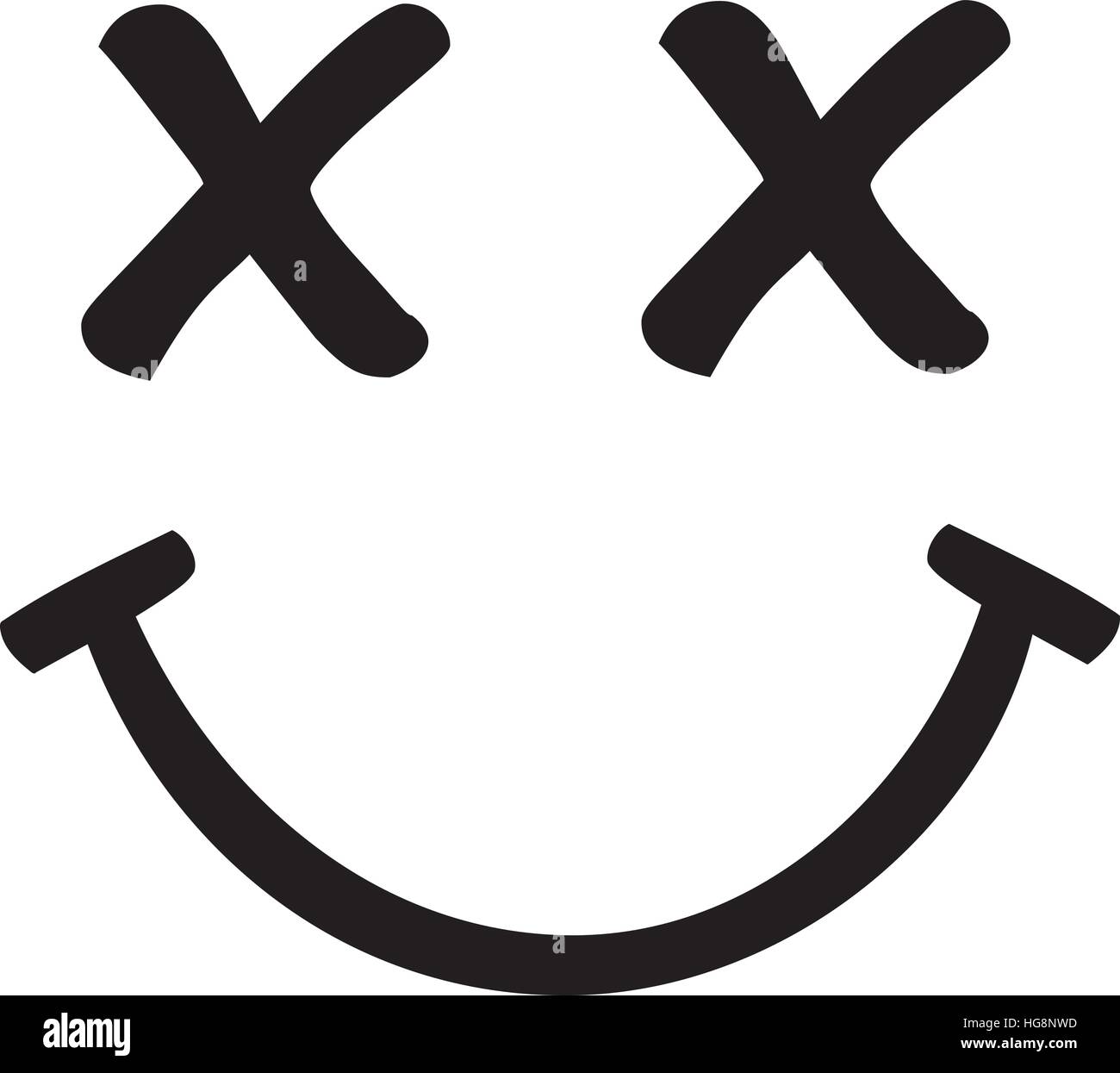 Smiley face with crossed eyes Stock Vector