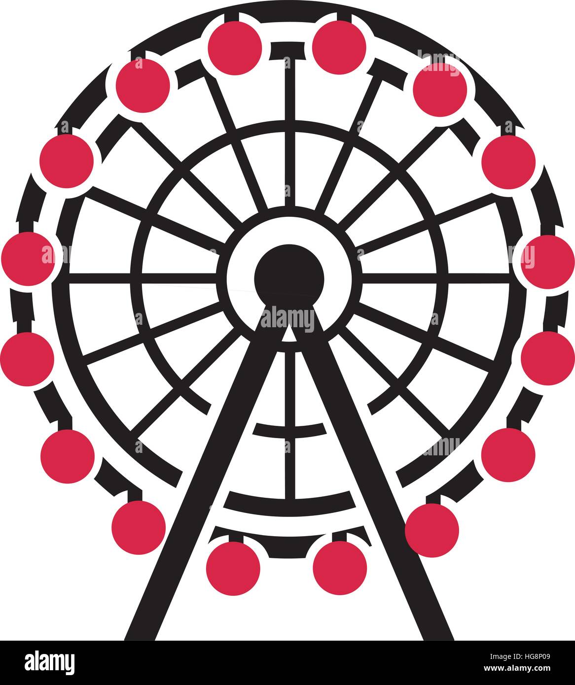 Ferris wheel with red gondola Stock Vector