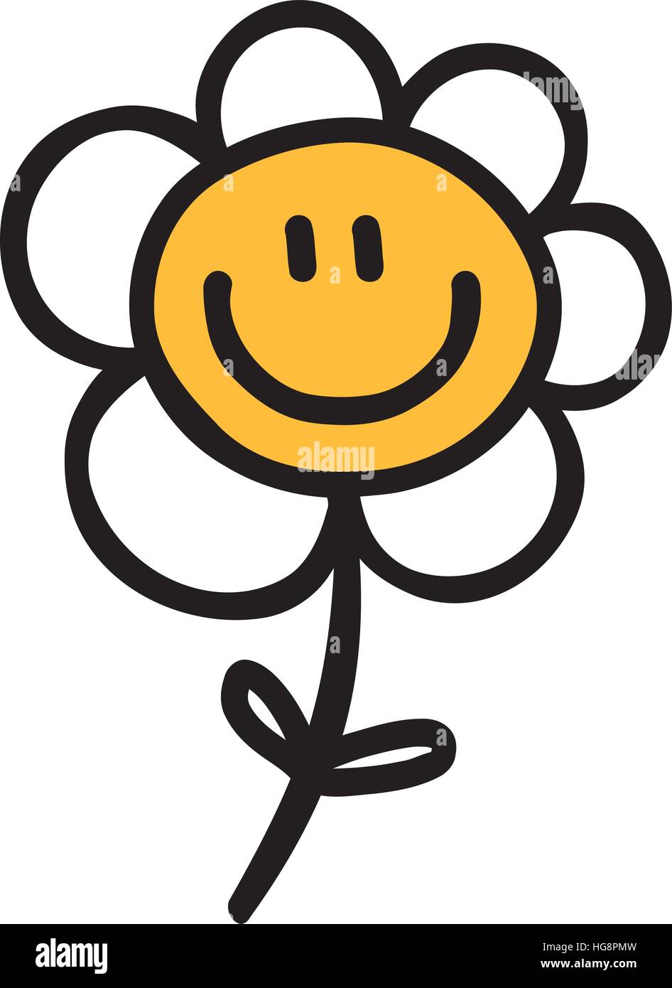 Flower with a smile smiley face daisy Royalty Free Vector