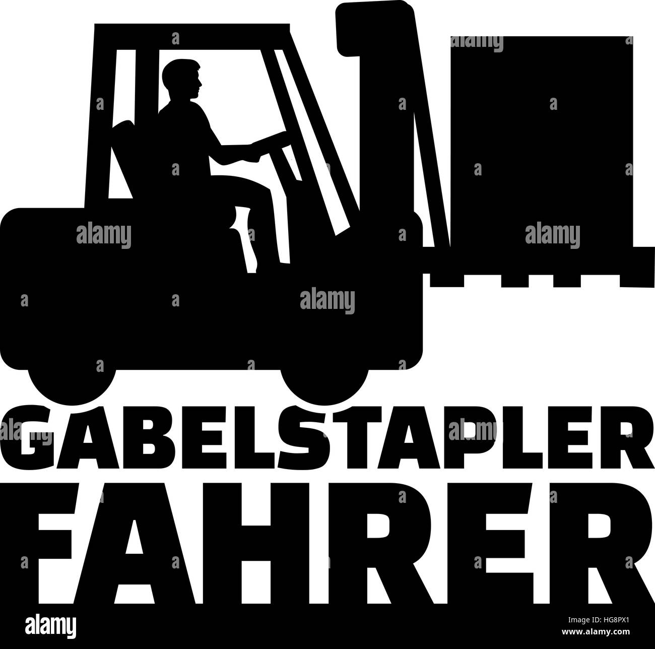 Forklift driver with german job title Stock Vector