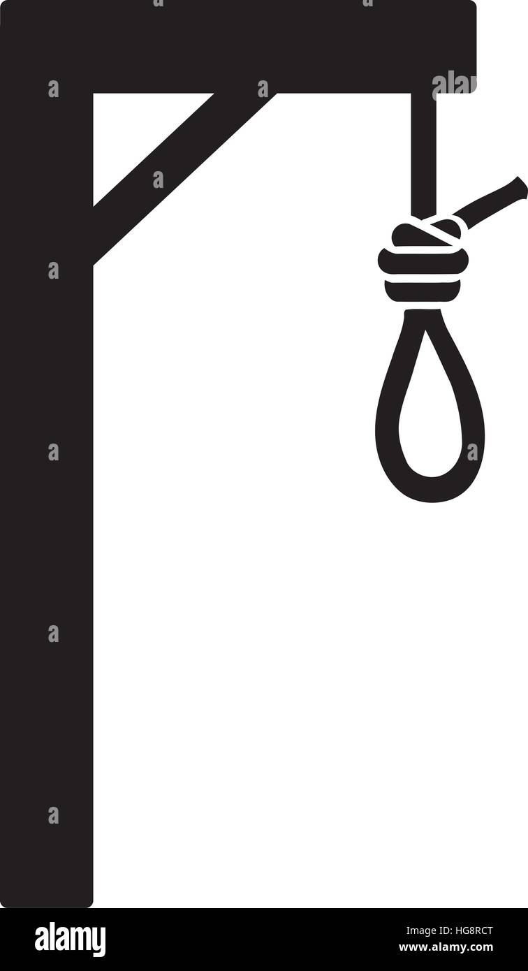 Gallows with rope, hangman's knot Stock Vector