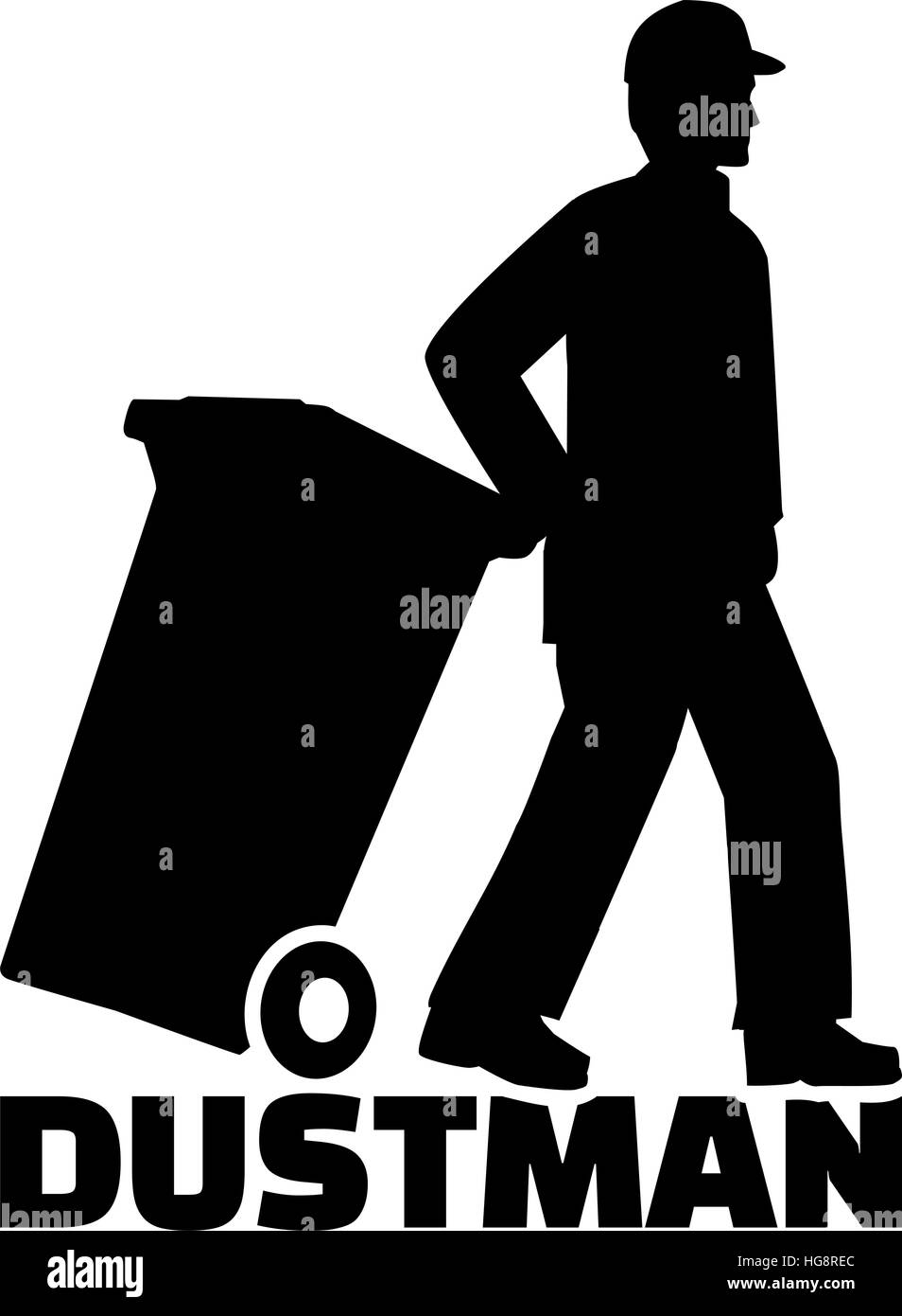 Garbage man with job title dustman Stock Vector