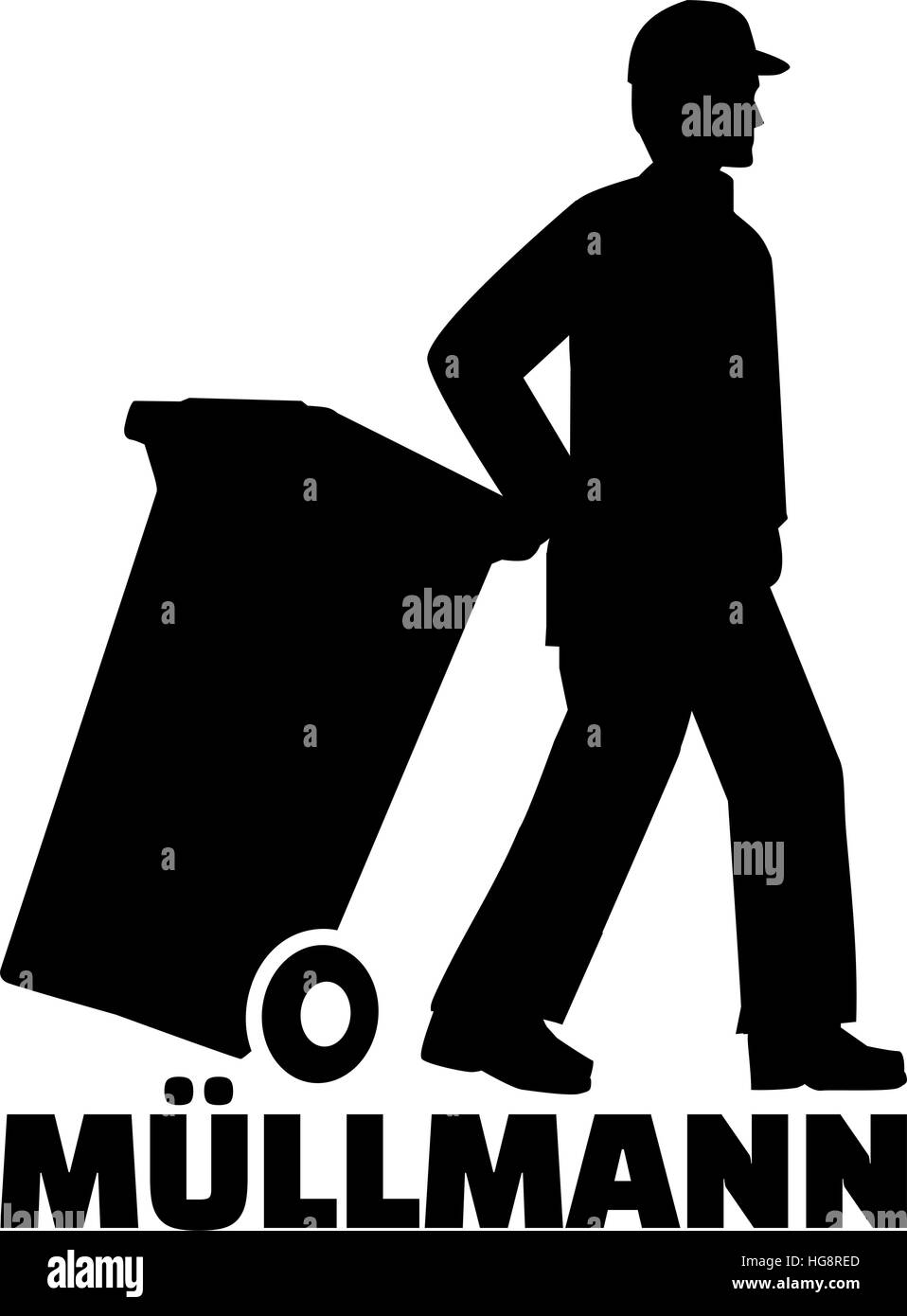 Garbage man with german job title Stock Vector