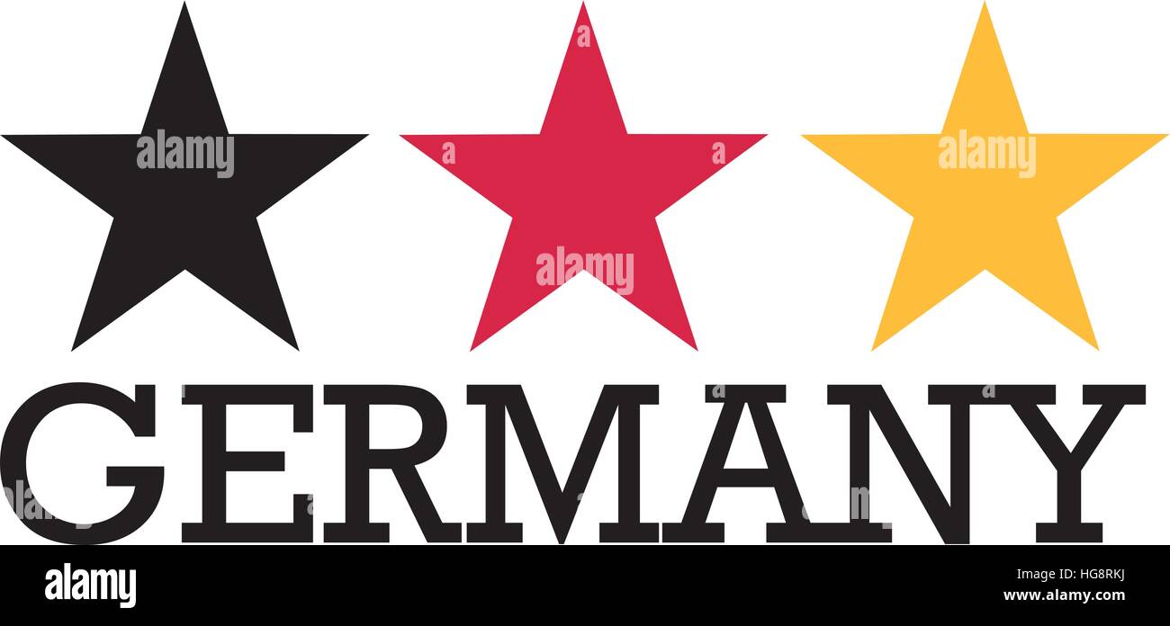 Germany with three stars in flag colors Stock Vector