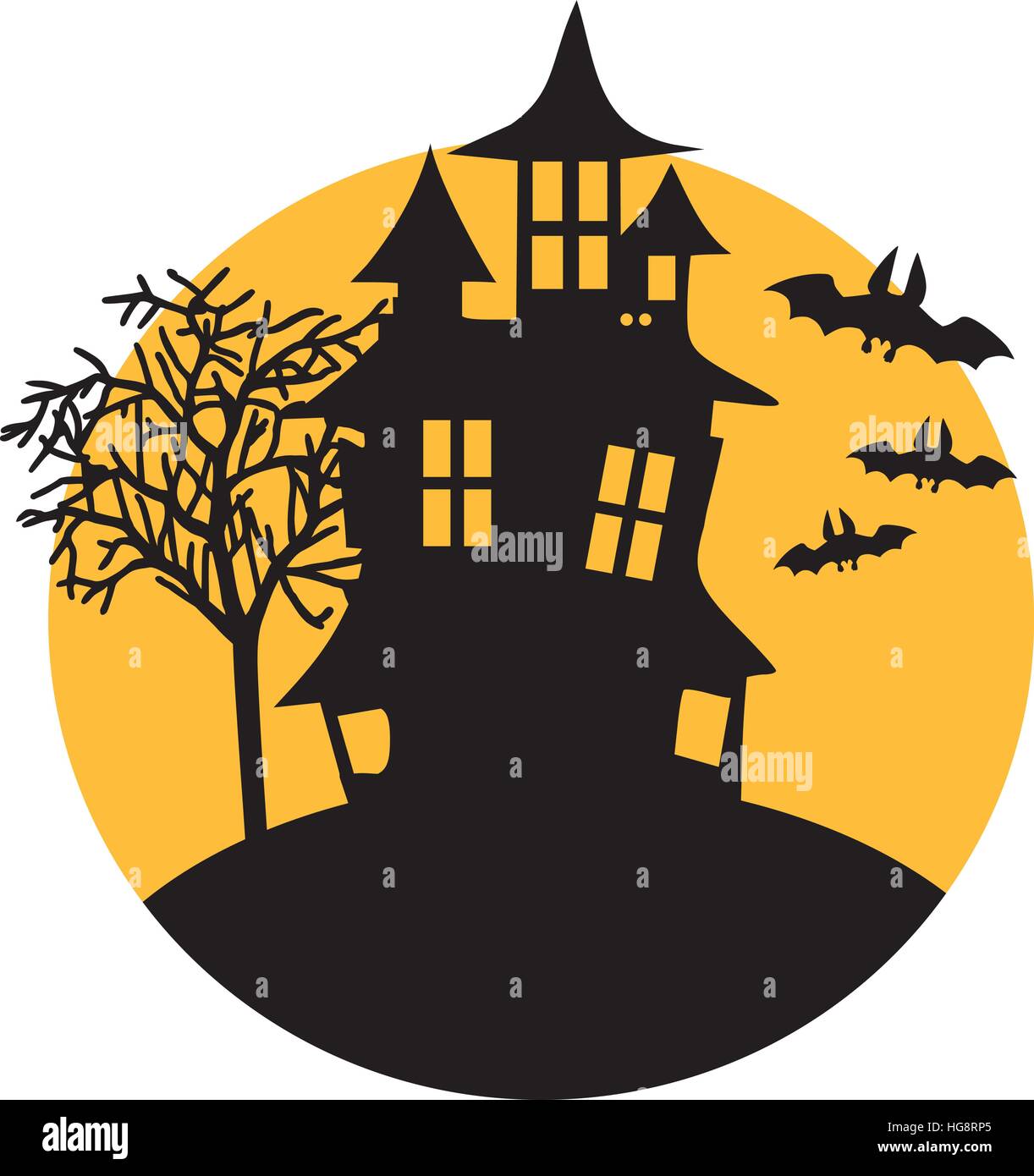 Halloween house with bats at night Stock Vector Image & Art - Alamy