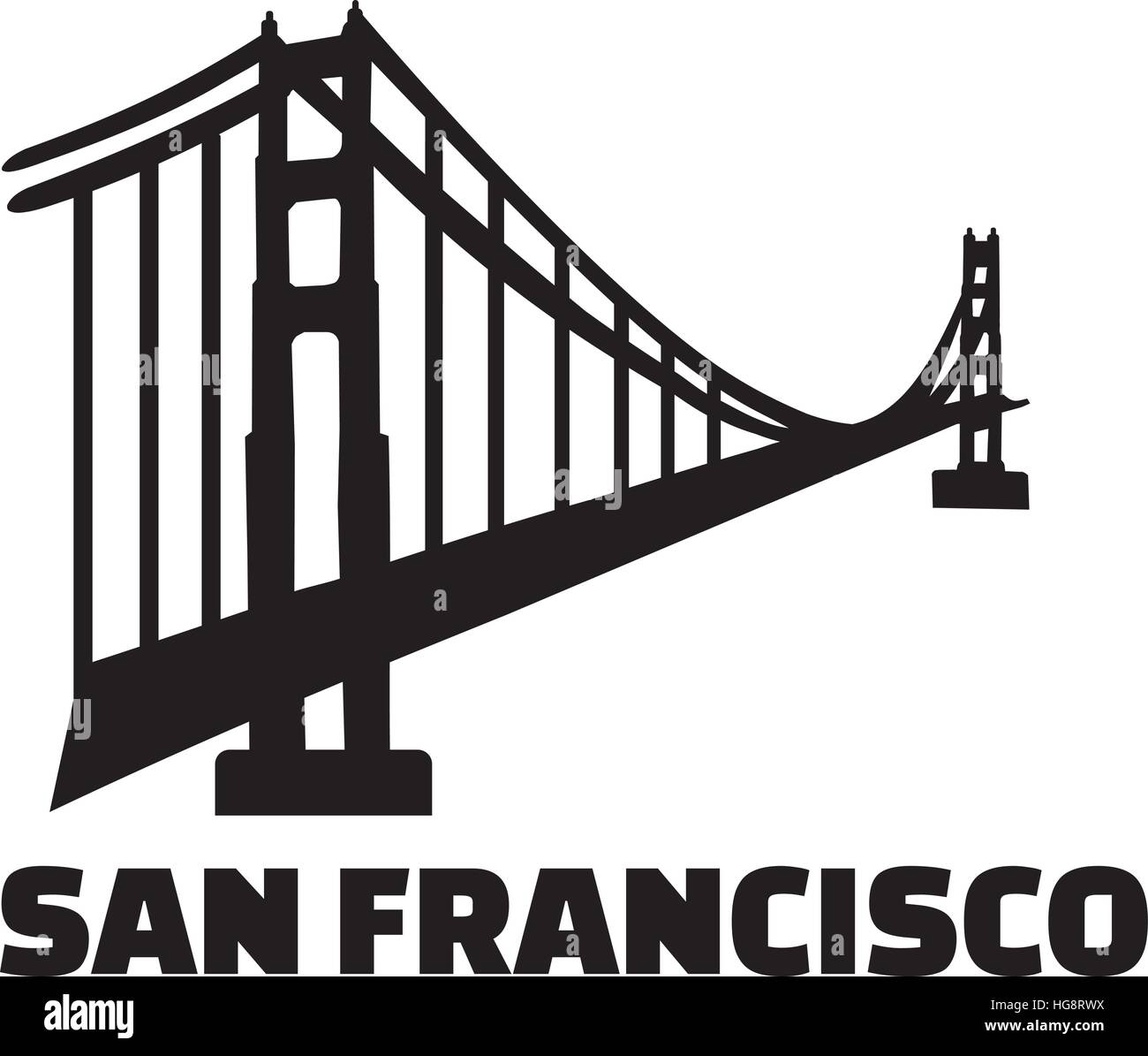 Golden gate bridge with word San Francisco Stock Vector