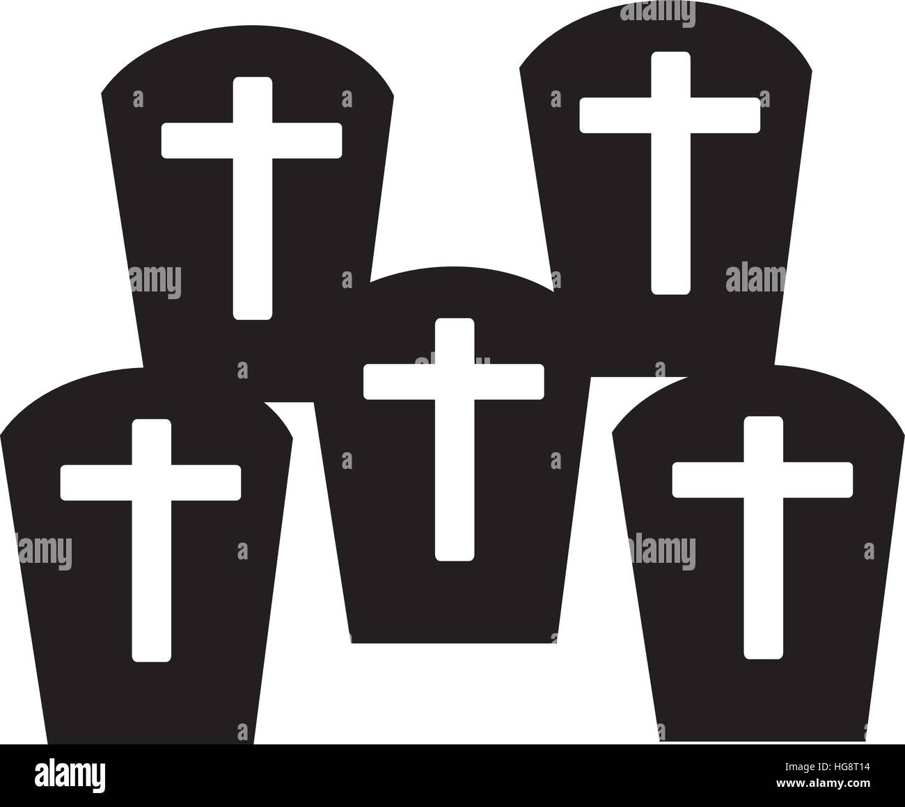 Graves with crosses - cementery Stock Vector
