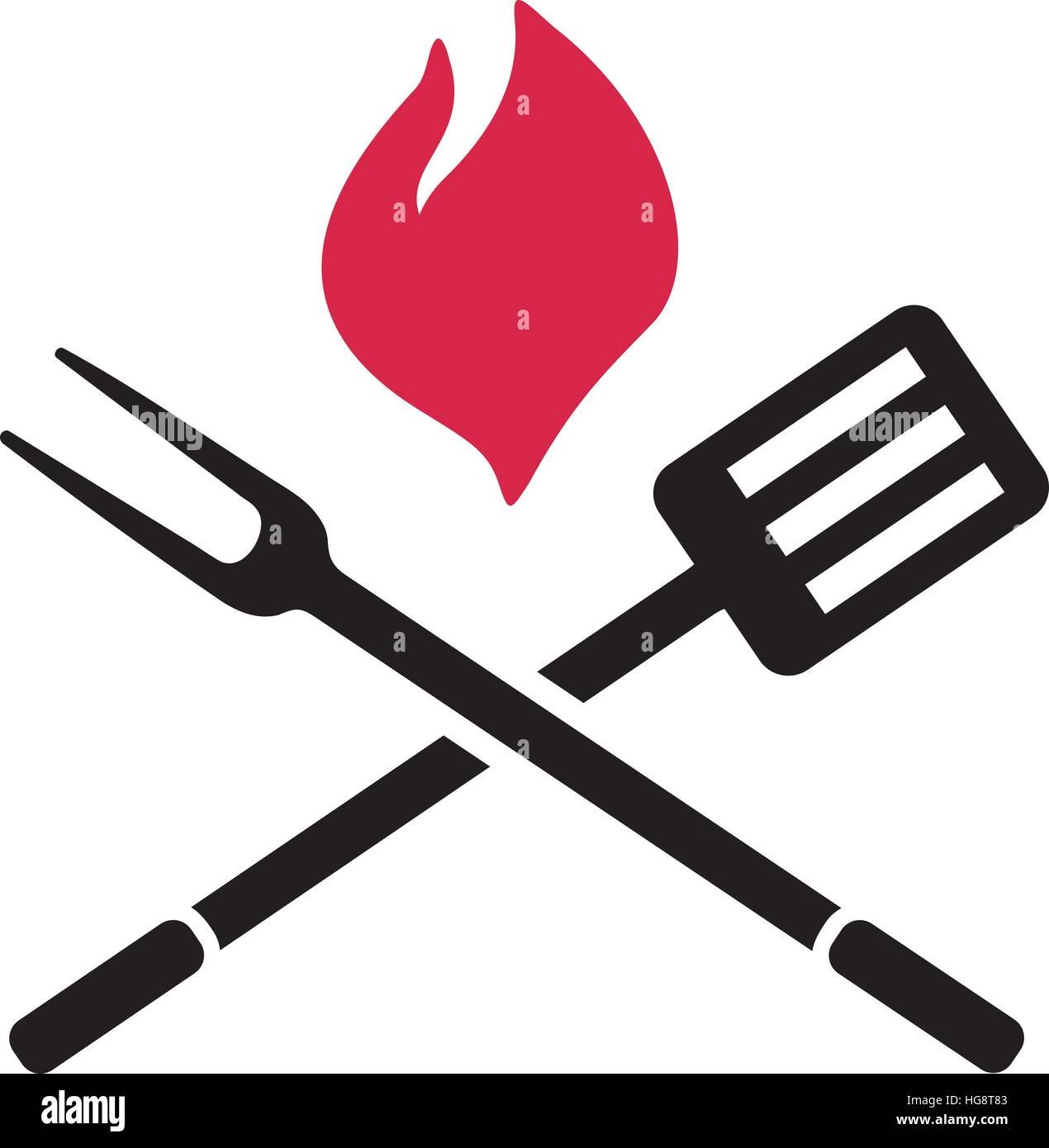 BBQ cutlery with flame Stock Vector