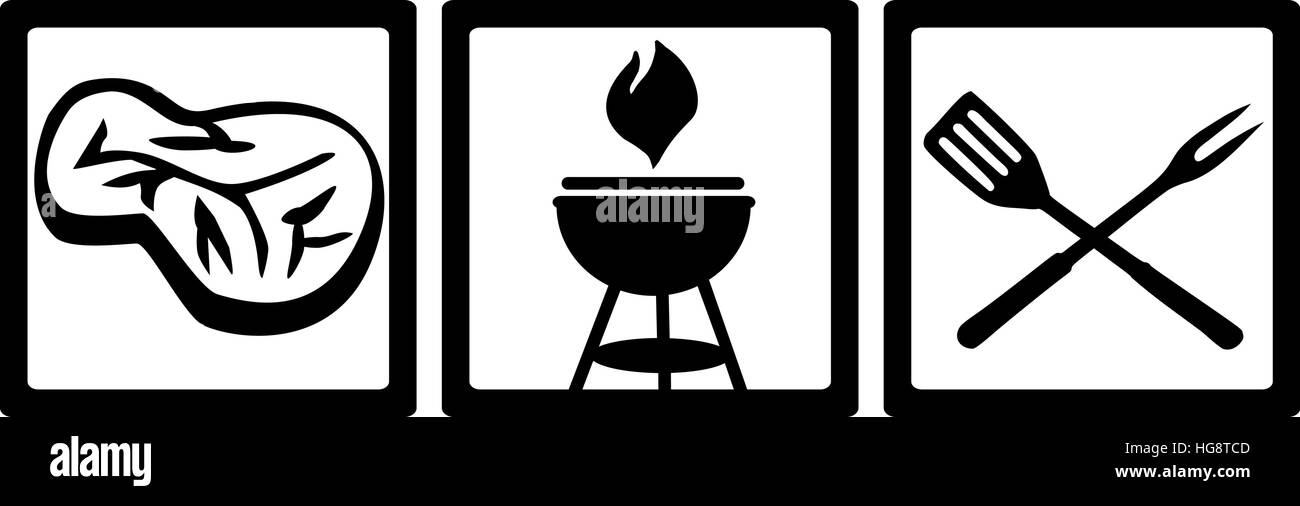 BBQ icons with meat and grill Stock Vector Image & Art - Alamy