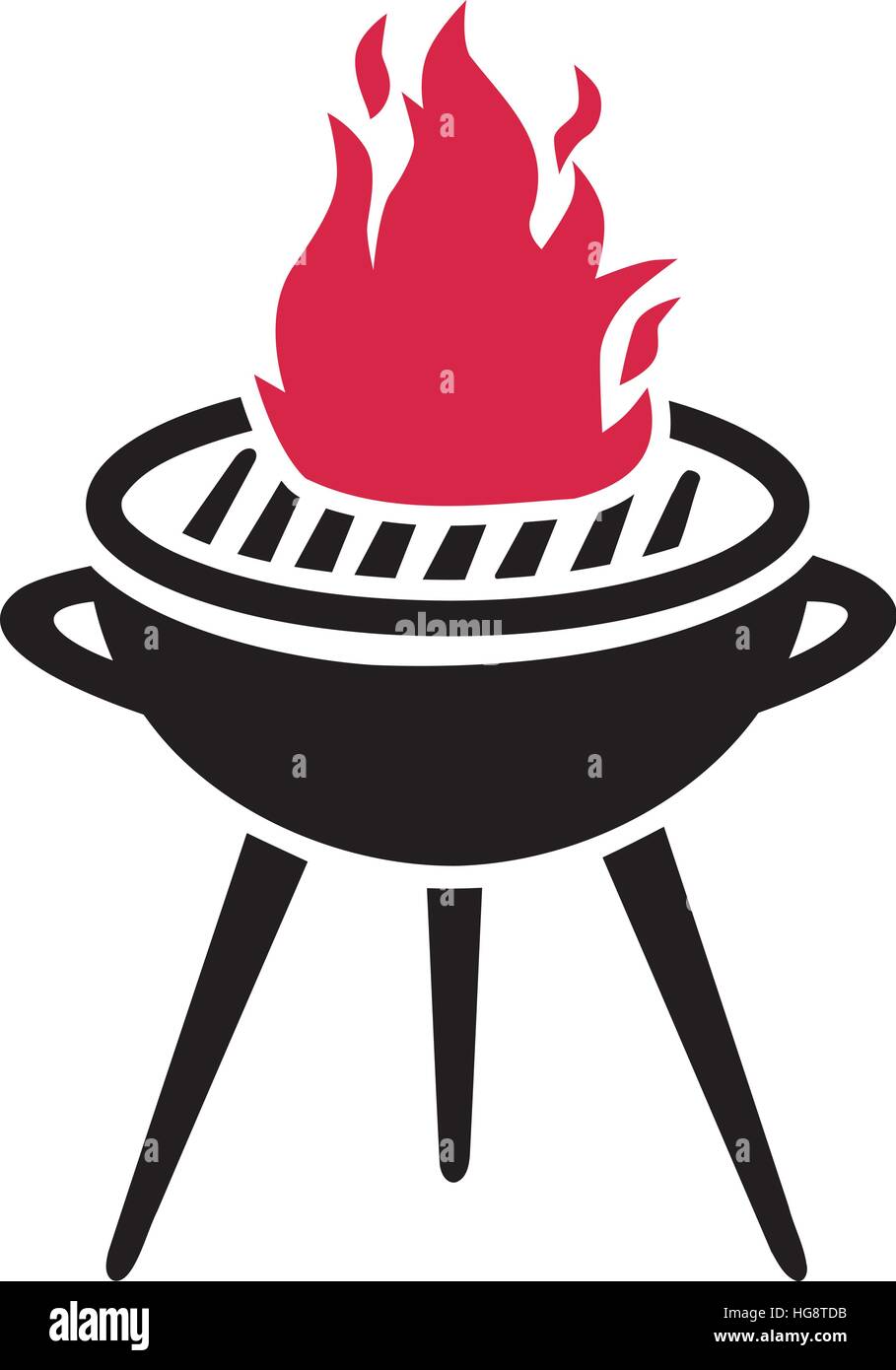 Barbecue grill with hot flame Stock Vector