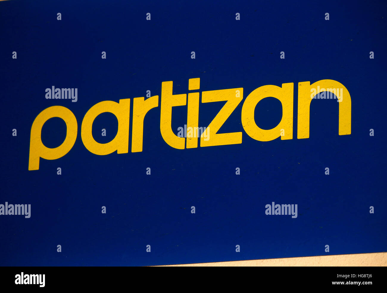 das Logo der Marke 'Partizan', Berlin. Stock Photo