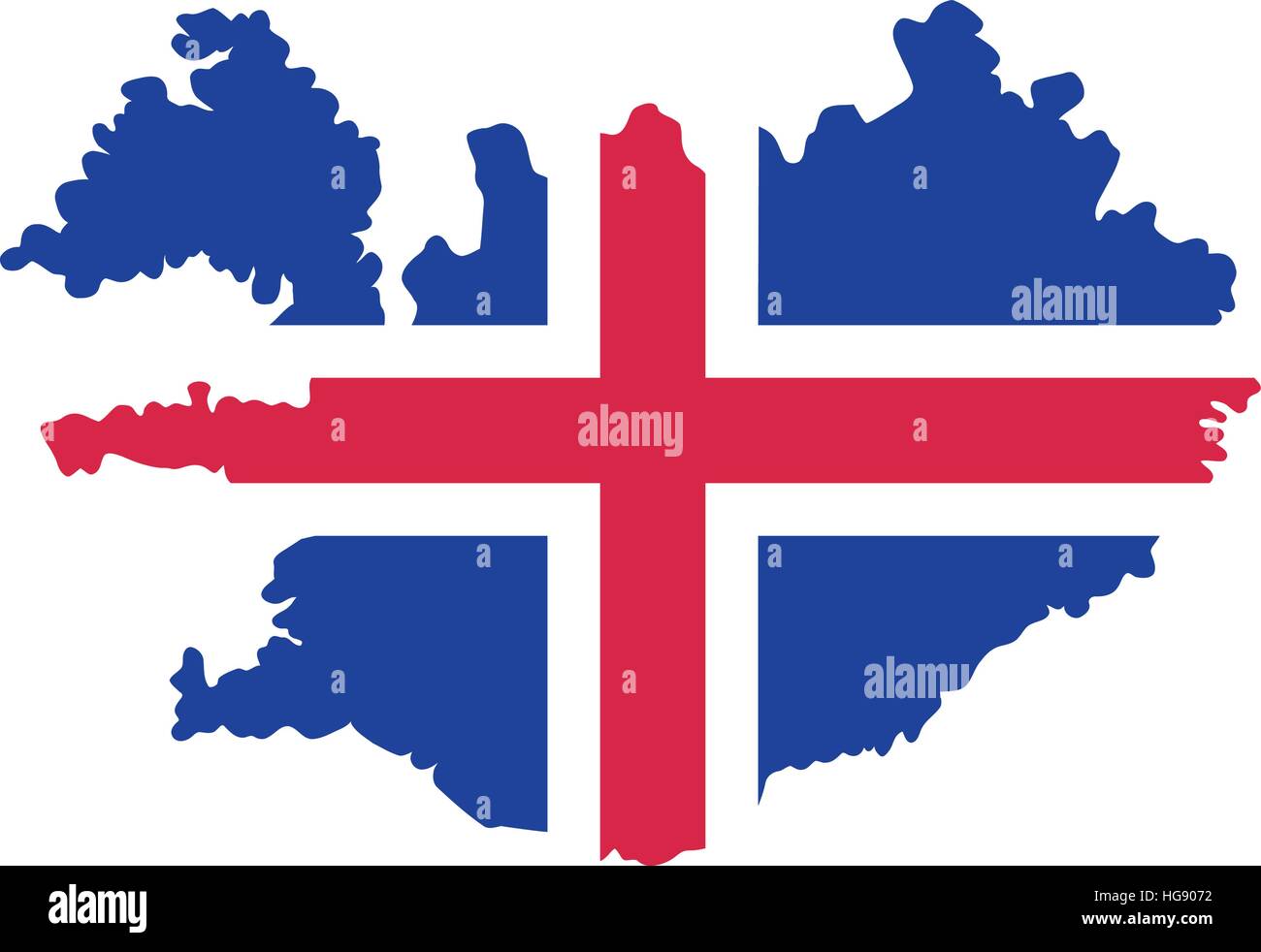 Iceland map with flag Stock Vector