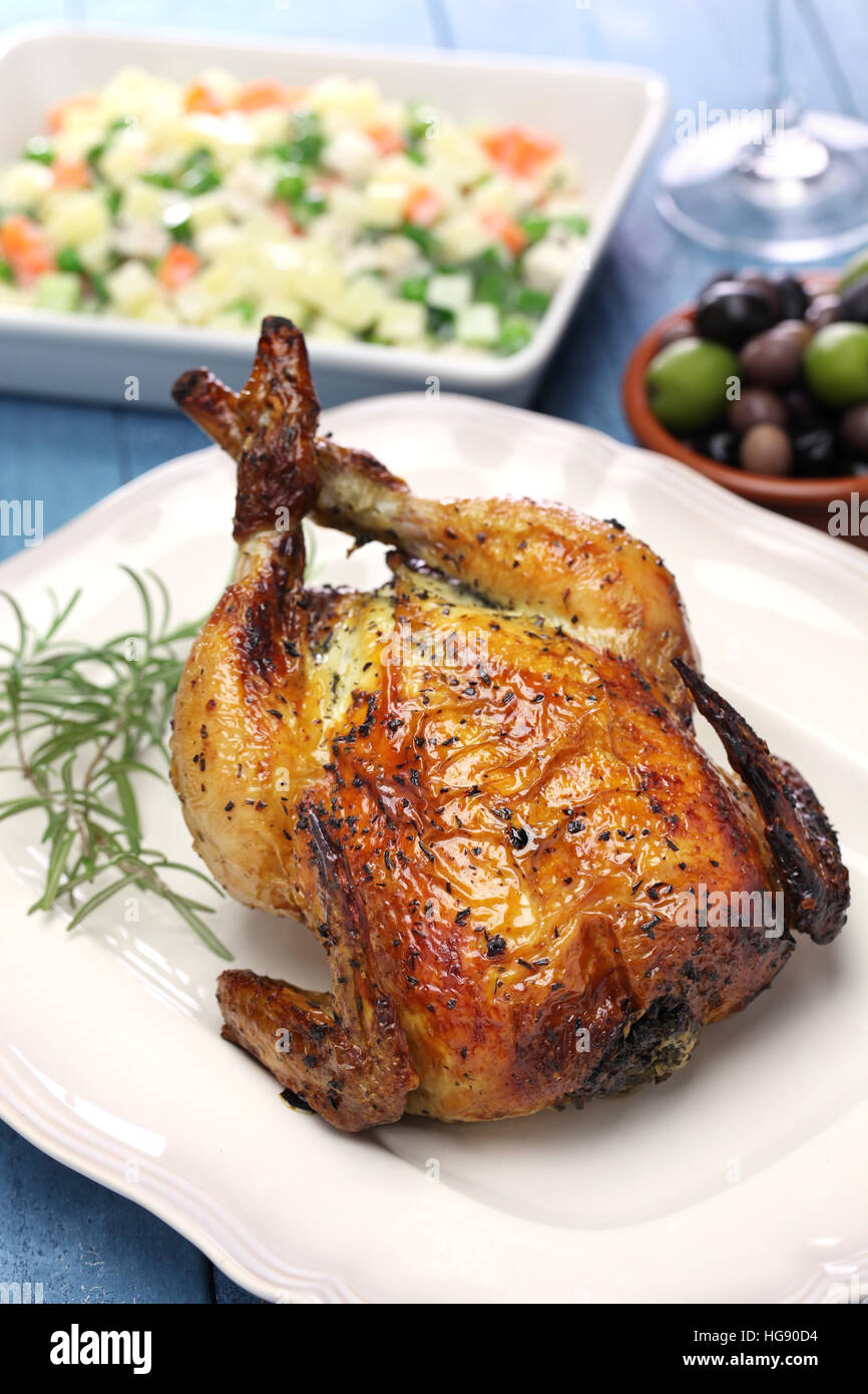 roast chicken, whole roasted chicken Stock Photo Alamy