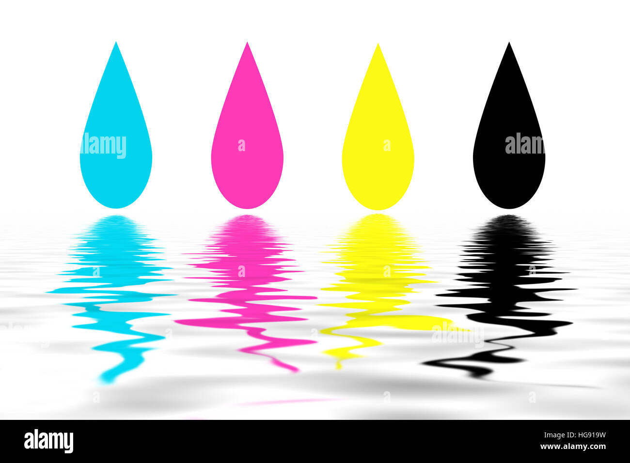 Colored drops with CMYK colors Stock Photo