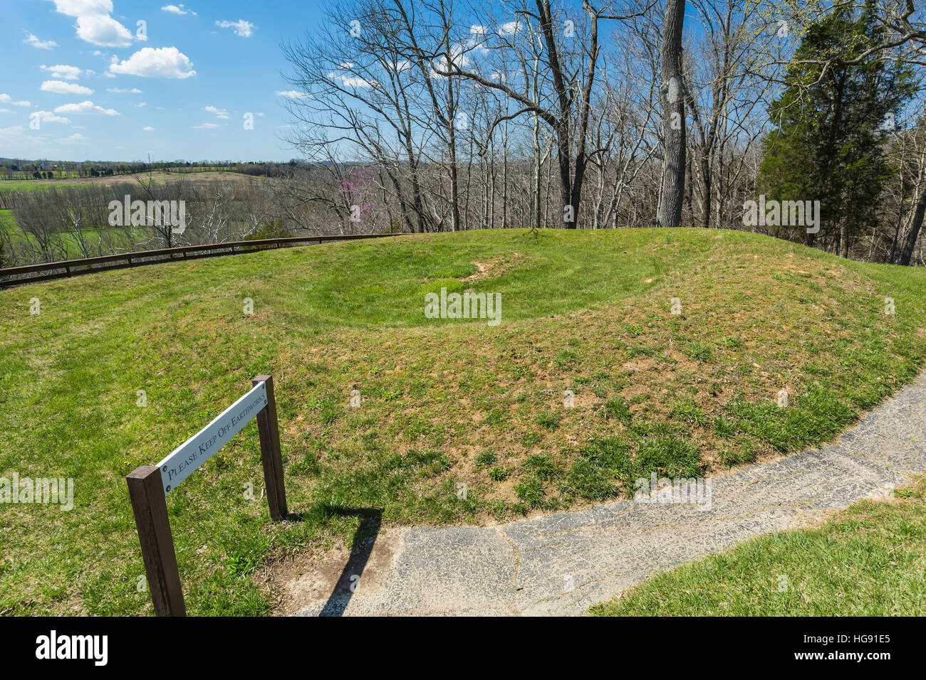 Detail of the Great Serpent Mound, which snakes about ¼ mile over the landscape at Serpent Mound State Memorial in Adams County, Ohio, USA Stock Photo
