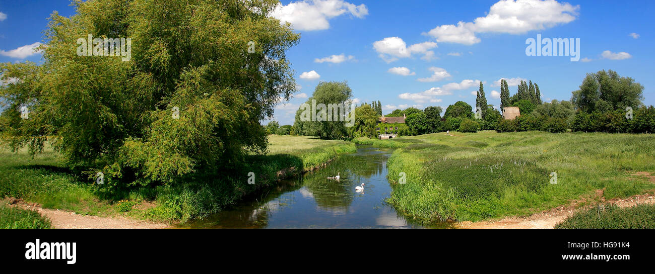 The river Nene Valley near Castor village, Cambridgeshire, England, UK Stock Photo