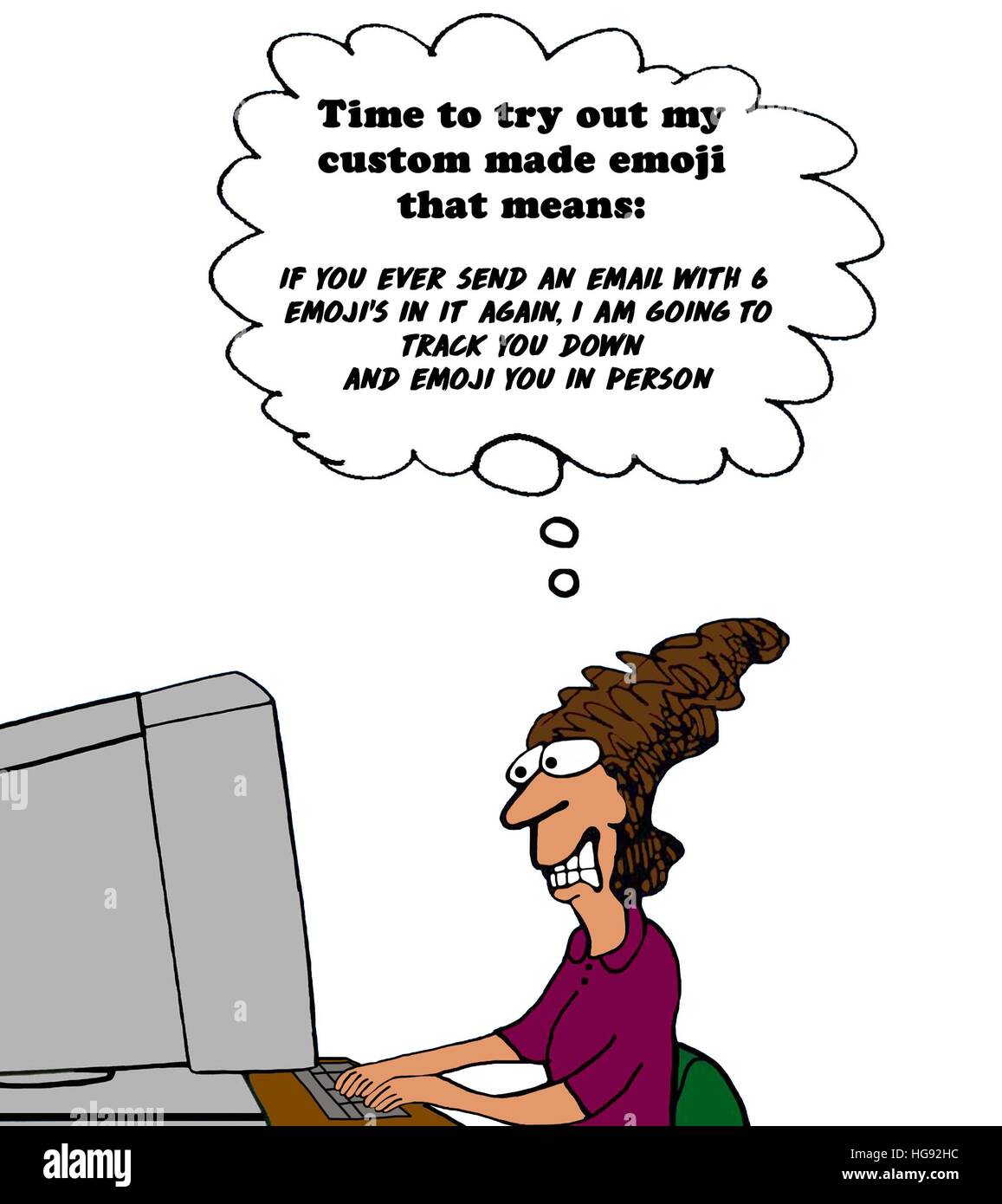 Cartoon about too many emoji in an email Stock Photo 130506696 Alamy