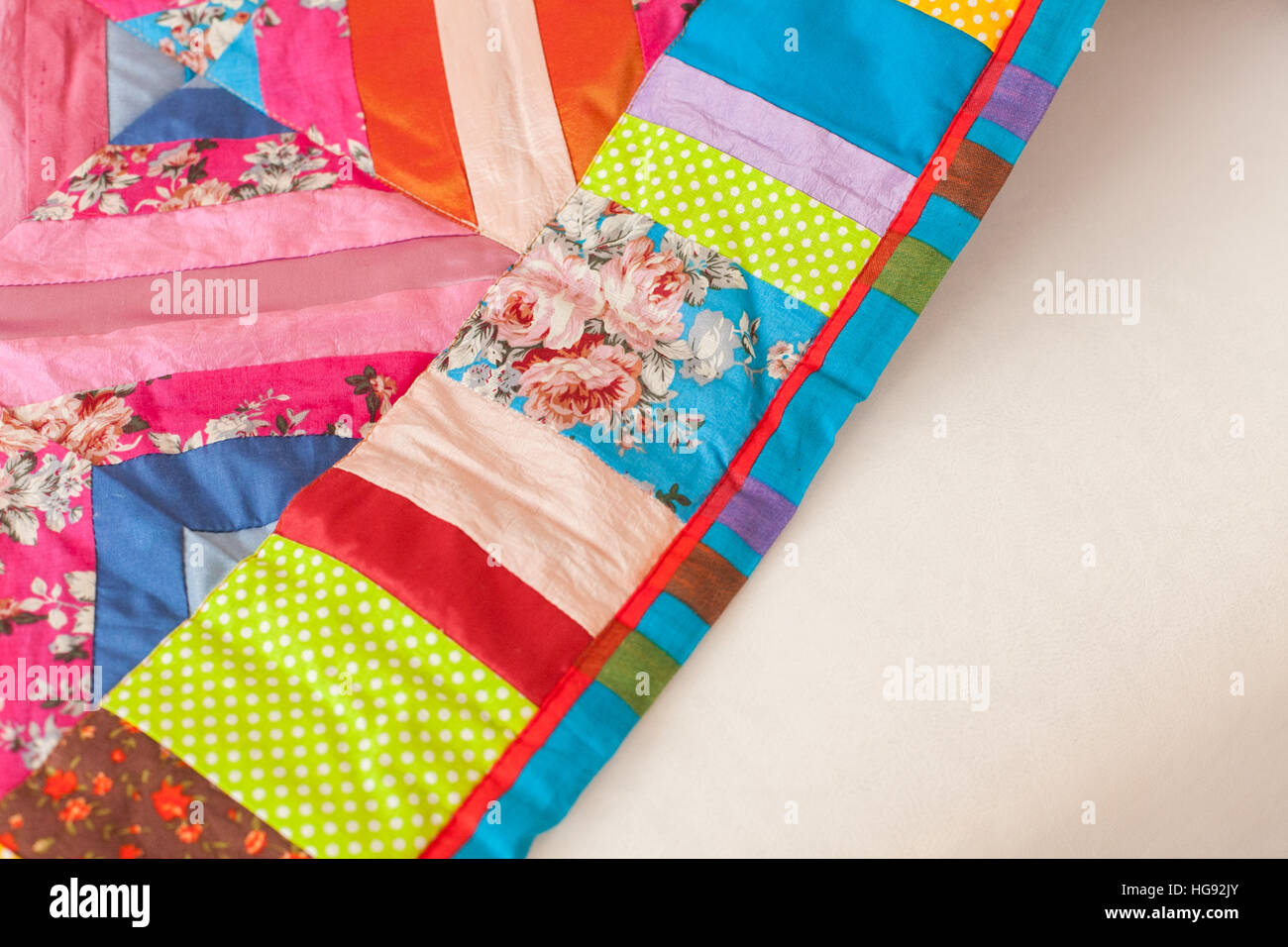 Patchwork quilt. Part of blanket as background Stock Photo - Alamy