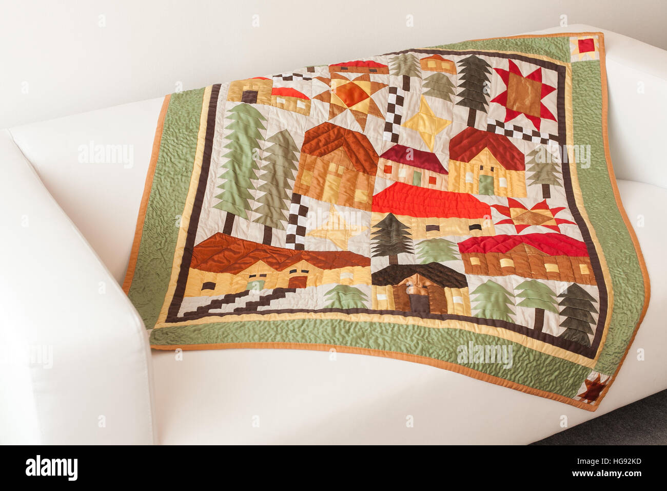 Patchwork quilt. Part of blanket as background Stock Photo - Alamy